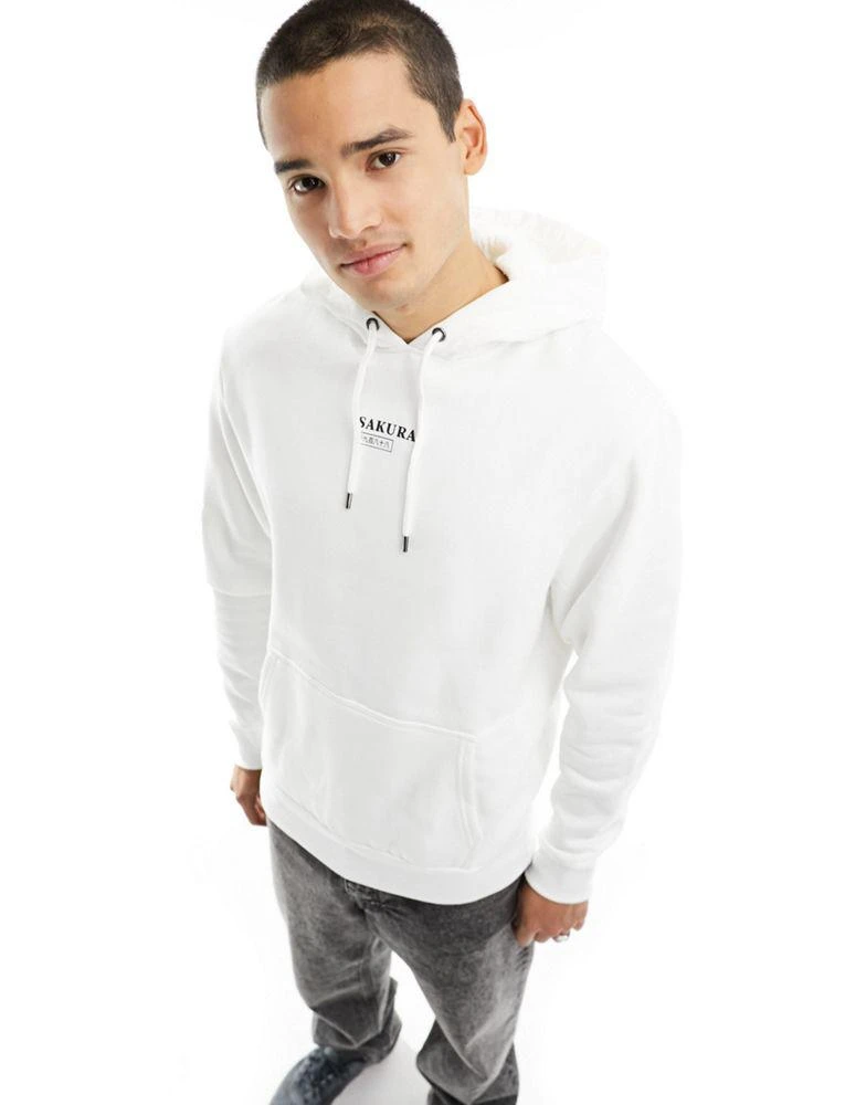 商品River Island|River Island japanese hoodie in white,价格¥285,第2张图片详细描述