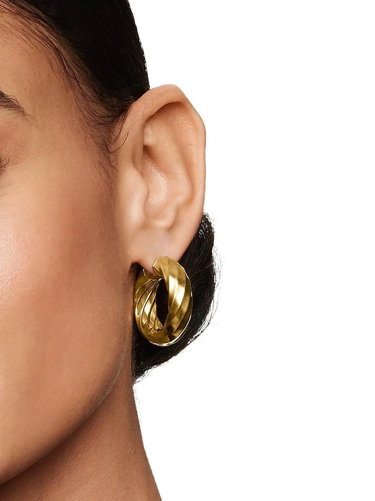 商品David Yurman|Cable Edge Hoop Earrings in 18K Yellow Gold, 28.9MM,价格¥43641,第2张图片详细描述
