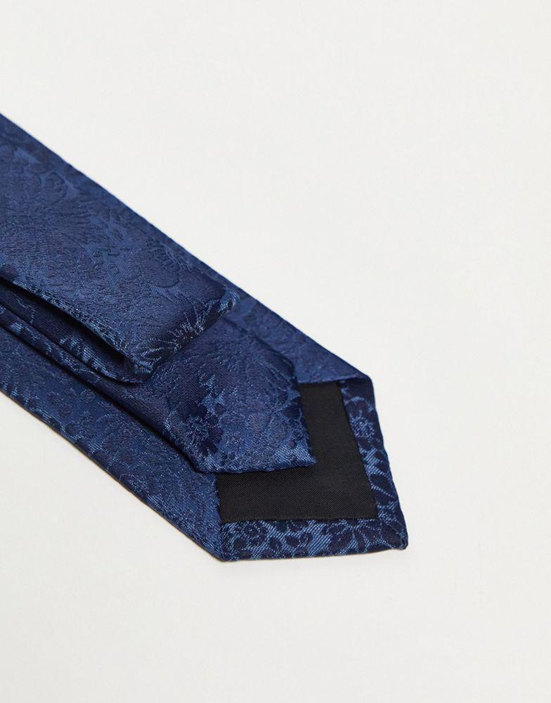 ASOS DESIGN slim tie in navy tonal floral商品第2张图片规格展示
