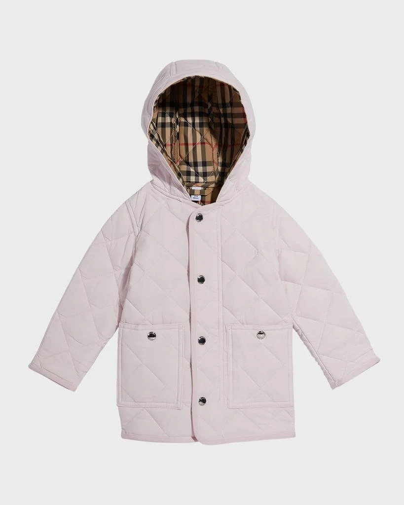 商品Burberry|Girl's Reilly Hooded Quilted Coat, Size 6M-2,价格¥1873,第1张图片