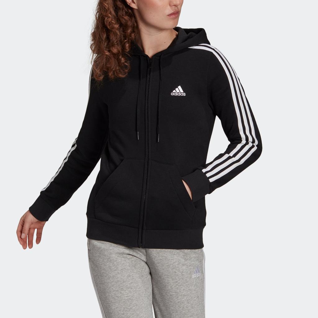 Women's adidas Essentials Fleece 3-Stripes Full-Zip Hoodie商品第7张图片规格展示