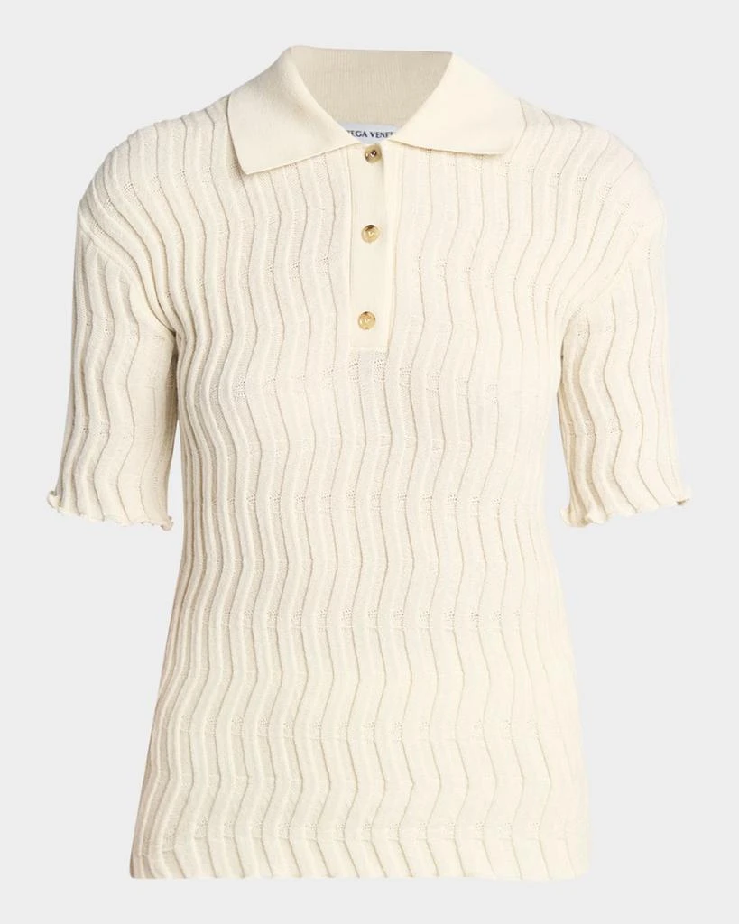 商品Bottega Veneta|Zigzag Knit Short-Sleeve Polo Top,价格¥12492,第5张图片详细描述