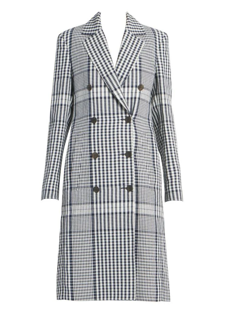 商品Loewe|Double-Breasted Linen Check Coat,价格¥5937,第1张图片