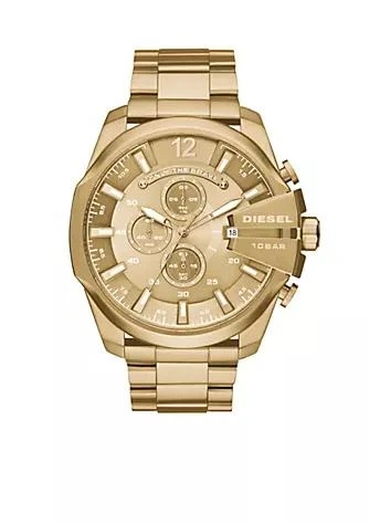 商品Diesel|Mens Mega Gold Ionic Plated Chronograph Watch,价格¥1940,第1张图片