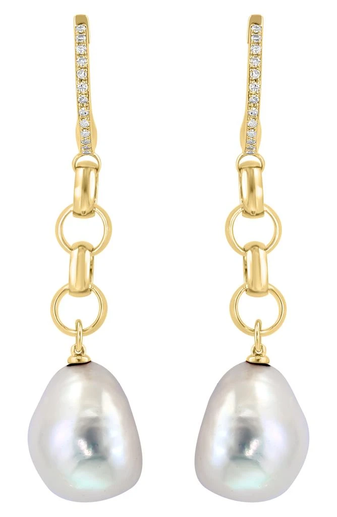 商品Effy|Diamond & 11mm Freshwater Pearl Drop Huggie Hoop Earrings - 0.12ct.,价格¥4905,第1张图片