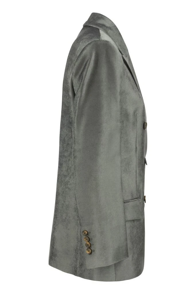 商品Brunello Cucinelli|BRUNELLO CUCINELLI Iridescent-effect viscose double-breasted Blazer,价格¥18399,第3张图片详细描述