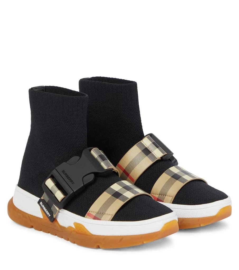 商品Burberry|Checked knit sock sneakers,价格¥2978,第1张图片