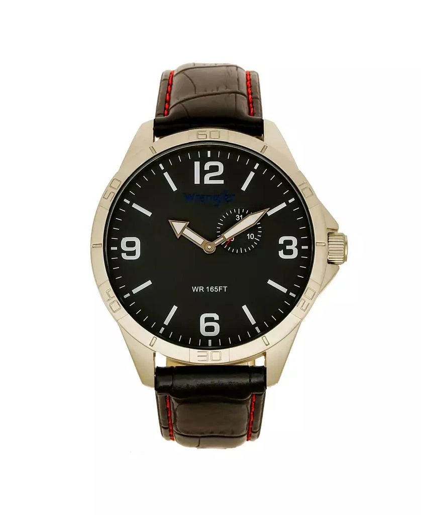 商品Wrangler|Men's Watch, 48MM IP Silver Case with White Dial, Tan Strap,价格¥540,第1张图片