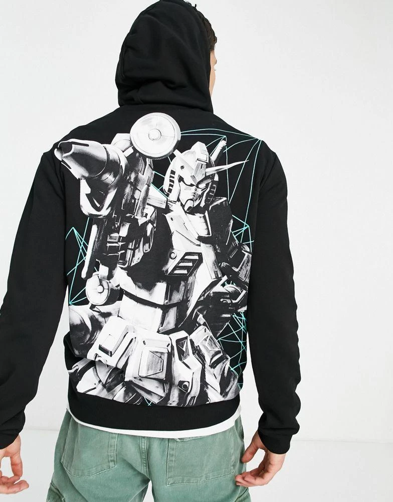 商品ASOS|ASOS DESIGN hoodie with Gundam front and back print in black,价格¥226,第1张图片
