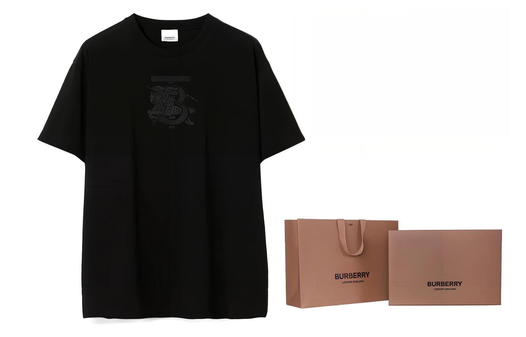 商品[国内直发] Burberry|博柏利 SS23 战马Logo印花纯色圆领套头短袖T恤 男款 黑色 80697621,价格¥2819,第4张图片详细描述