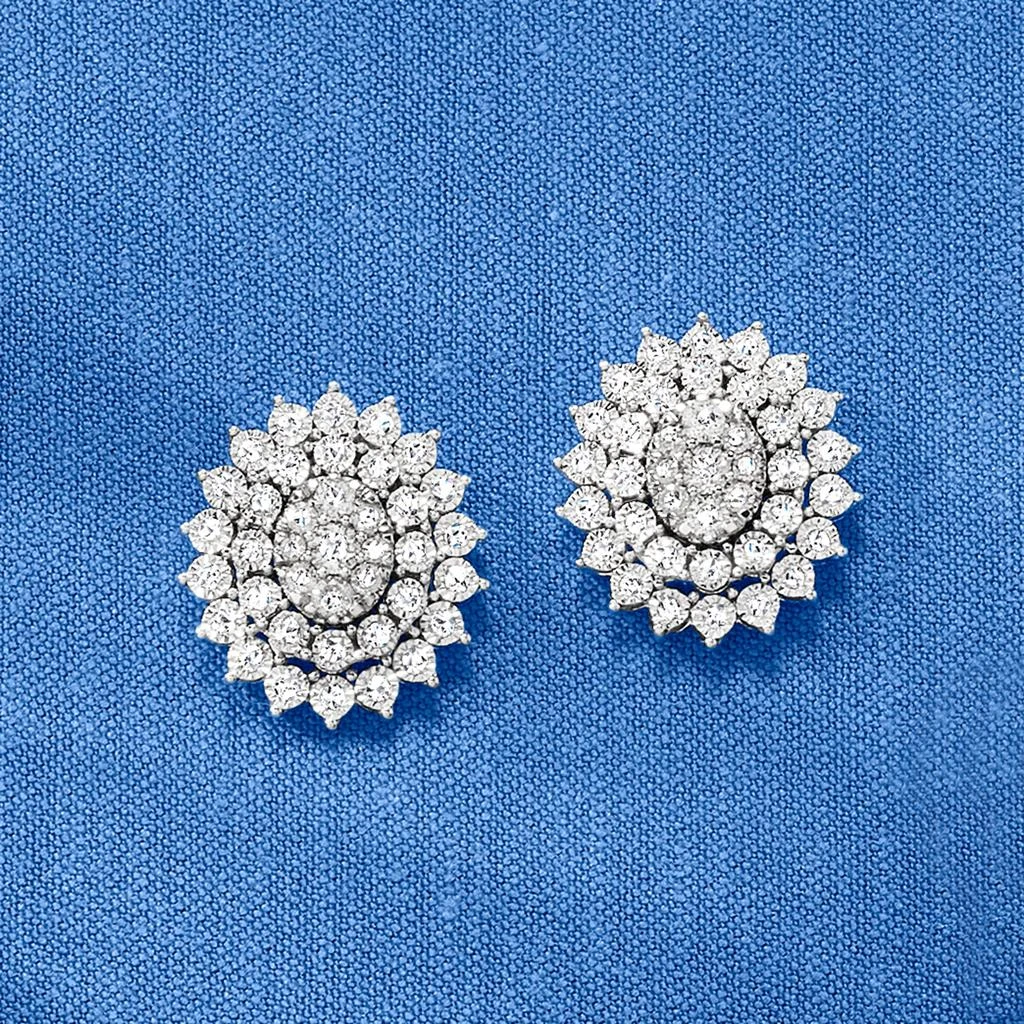 商品Ross-Simons|Ross-Simons Diamond Oval Cluster Earrings in Sterling Silver,价格¥3168,第3张图片详细描述