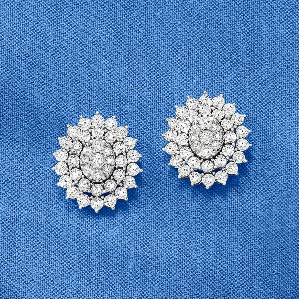 商品Ross-Simons|Diamond Oval Cluster Earrings in Sterling Silver,价格¥3012,第3张图片详细描述