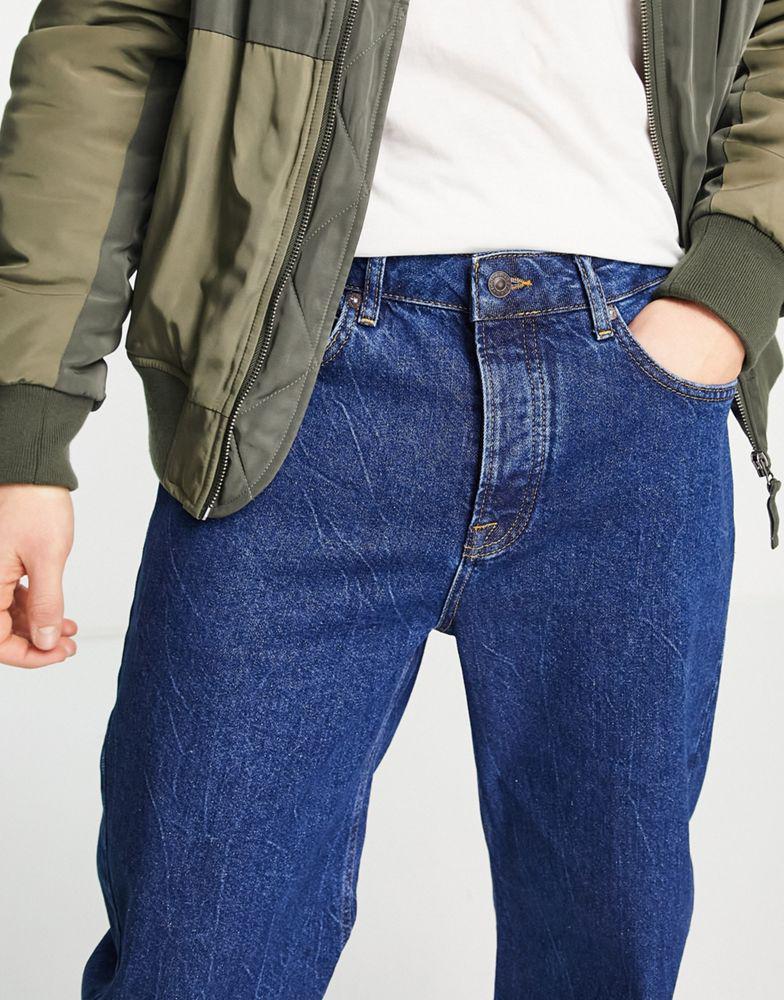 Topman curved leg tapered jeans in indigo商品第3张图片规格展示