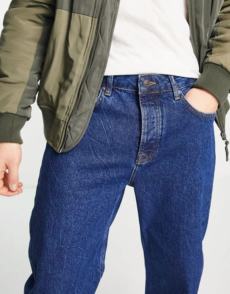 商品Topman|Topman curved leg tapered jeans in indigo,价格¥211,第3张图片详细描述