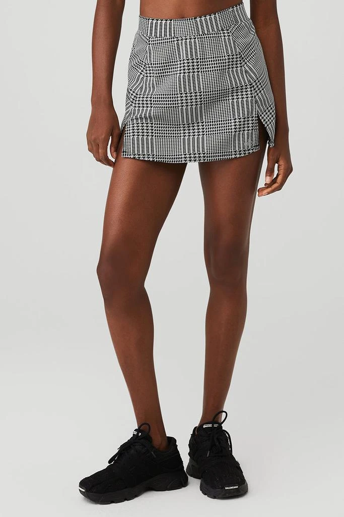 商品Alo|Jacquard Glenplaid Tennis Skirt - Titanium/Black,价格¥593,第2张图片详细描述