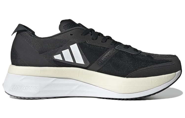 商品[国内直发] Adidas|adidas Adizero Boston 11 系带厚底 织物 低帮 橡胶跑步鞋 男款 黑白,价格¥733,第3张图片详细描述
