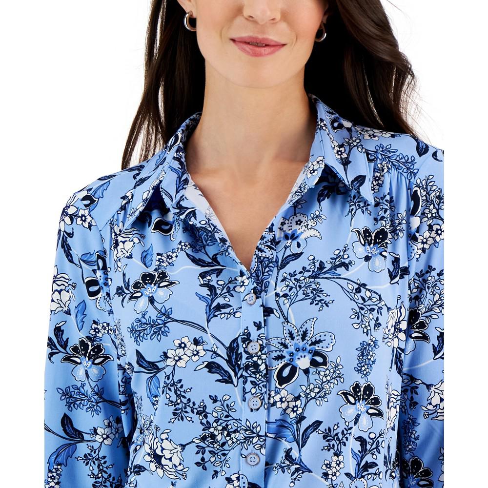 Women's Floral Paisley Polo Top, Created for Macy's商品第3张图片规格展示
