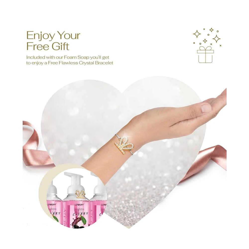 商品Lovery|Hand Foaming Soap in Black Cherry, Moisturizing Hand Soap with Flawless Crystal Heart Bracelet - Hand Wash Set, 4 Piece,价格¥273,第3张图片详细描述