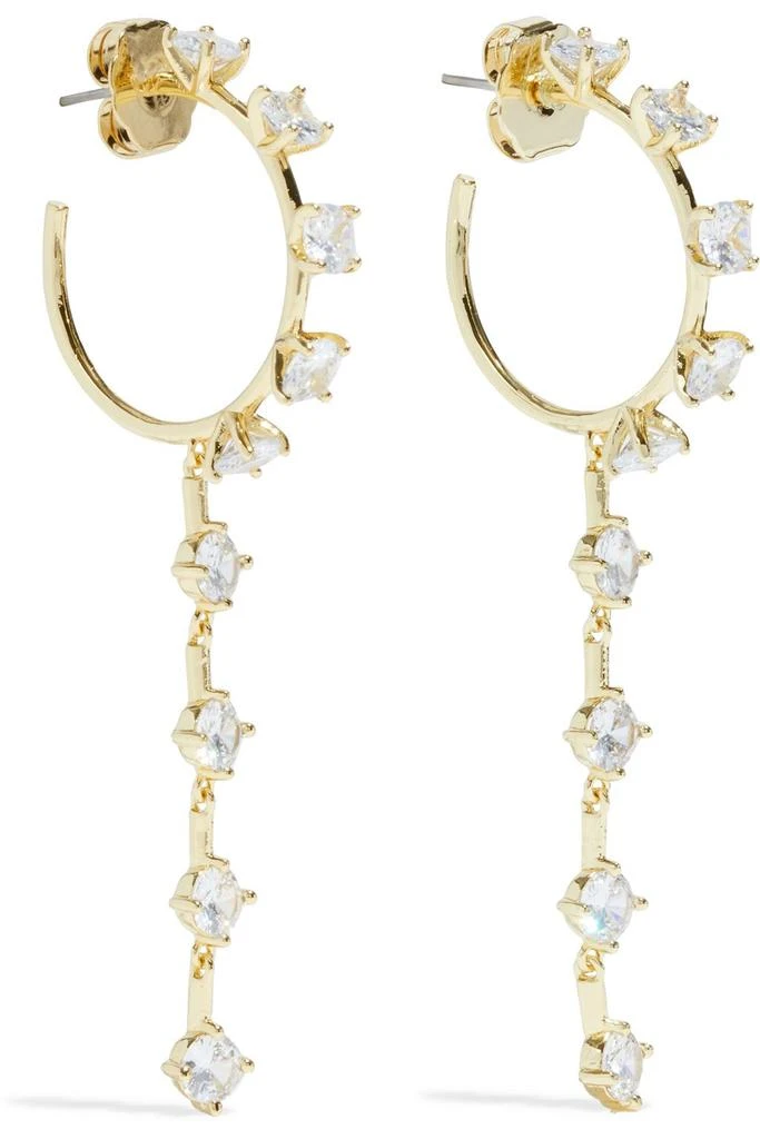 商品Kenneth Jay Lane|Gold-tone crystal hoop earrings,价格¥253,第1张图片