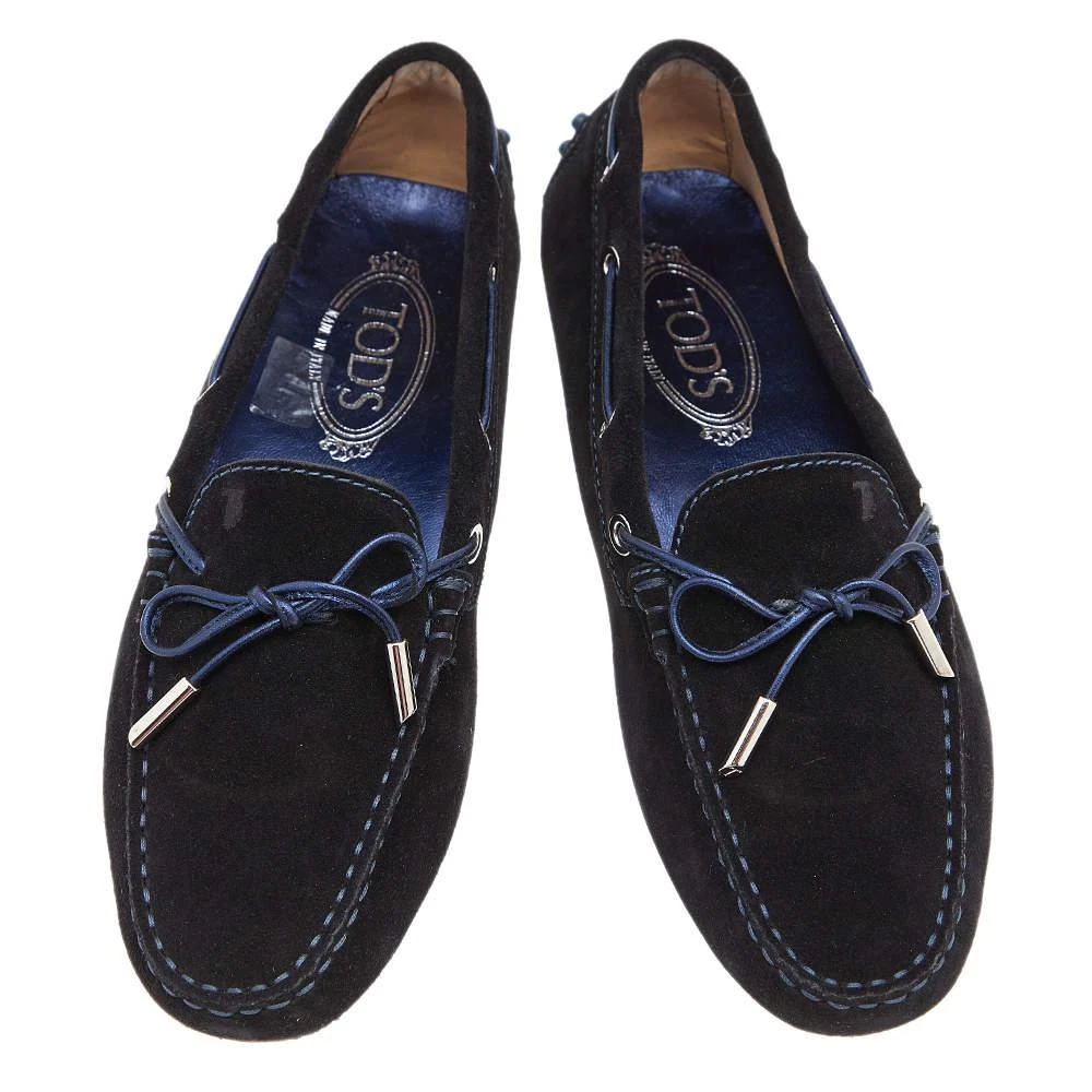 商品[二手商品] Tod's|Tod's Black Suede Bow Slip On Loafers Size 38,价格¥910,第3张图片详细描述