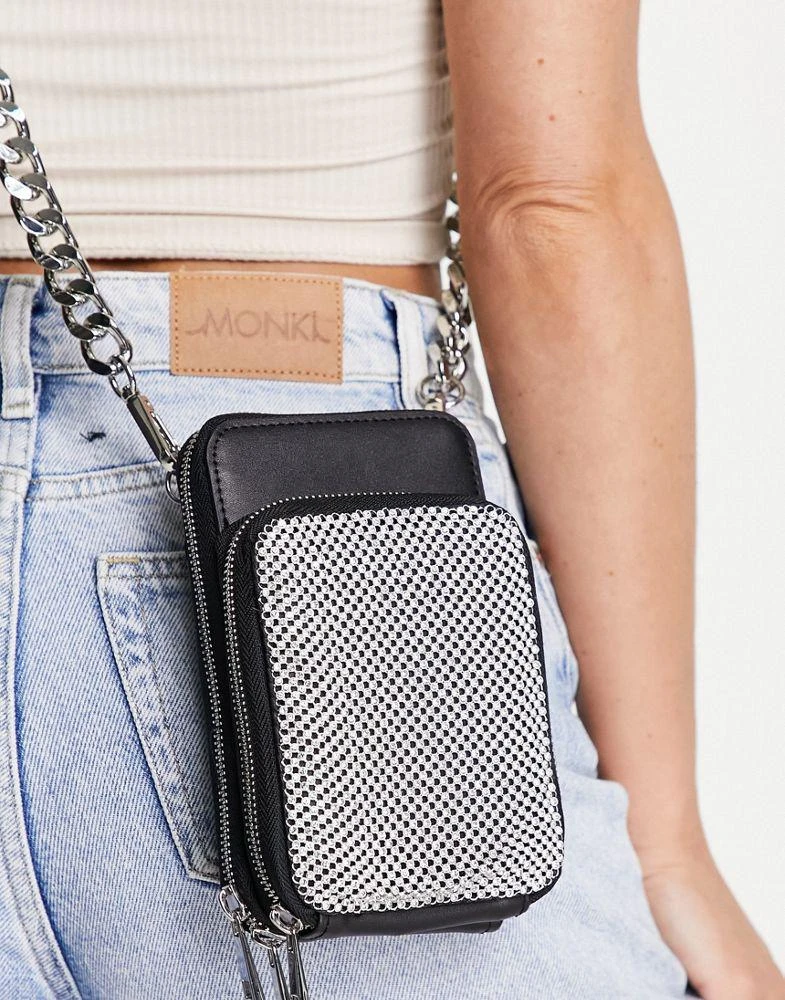 商品Topshop|Topshop Cara diamante pouch bag in silver,价格¥225,第2张图片详细描述