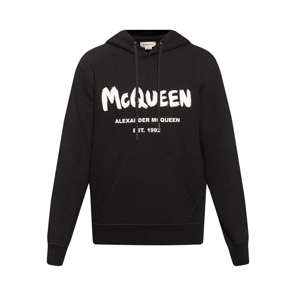 商品Alexander McQueen|ALEXANDER MCQUEEN 男士黑色棉质套头卫衣 688715QSZ81-0901,价格¥3278,第1张图片