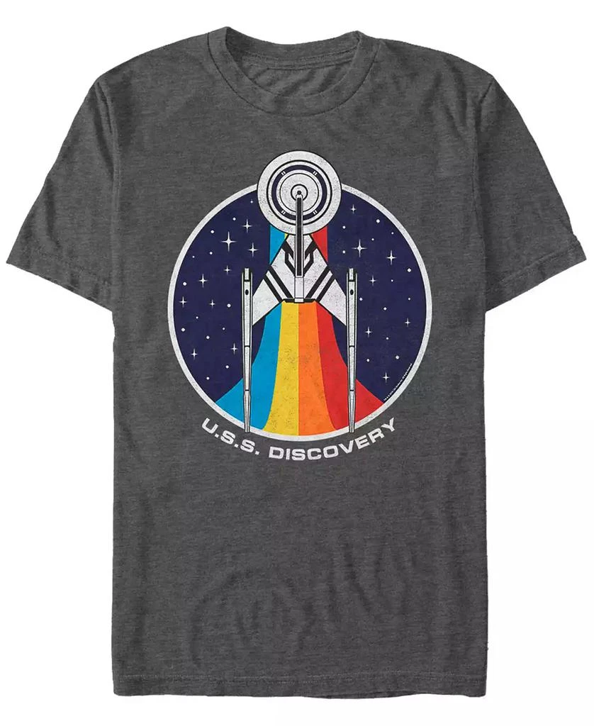 商品FIFTH SUN|Star Trek Men's Discovery Retro Rainbow U.S.S. Discovery Short Sleeve T-Shirt,价格¥188,第1张图片