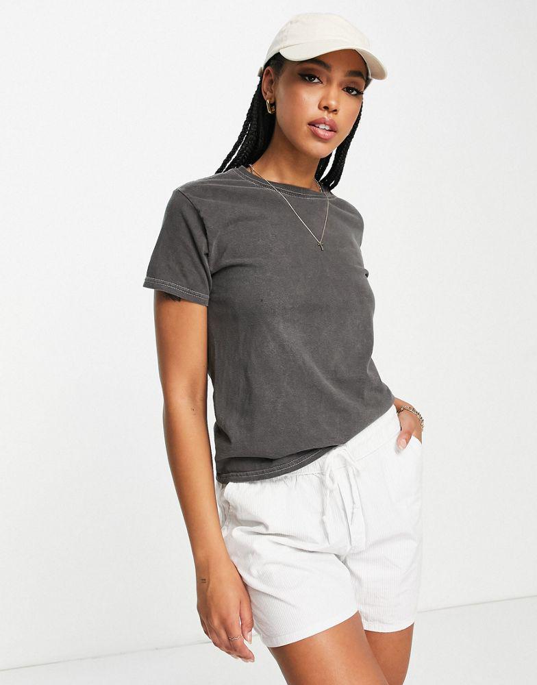 Topshop plain washed tee in black商品第1张图片规格展示