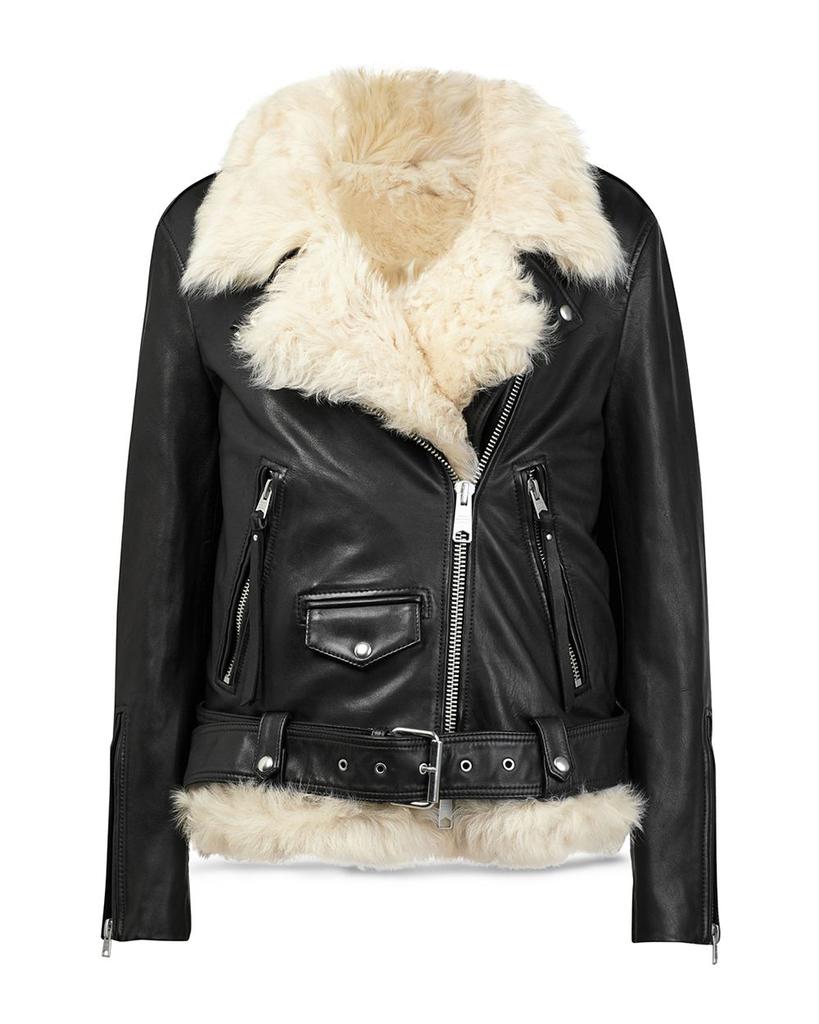 Luna Shearling-Vest Leather Biker Jacket商品第10张图片规格展示