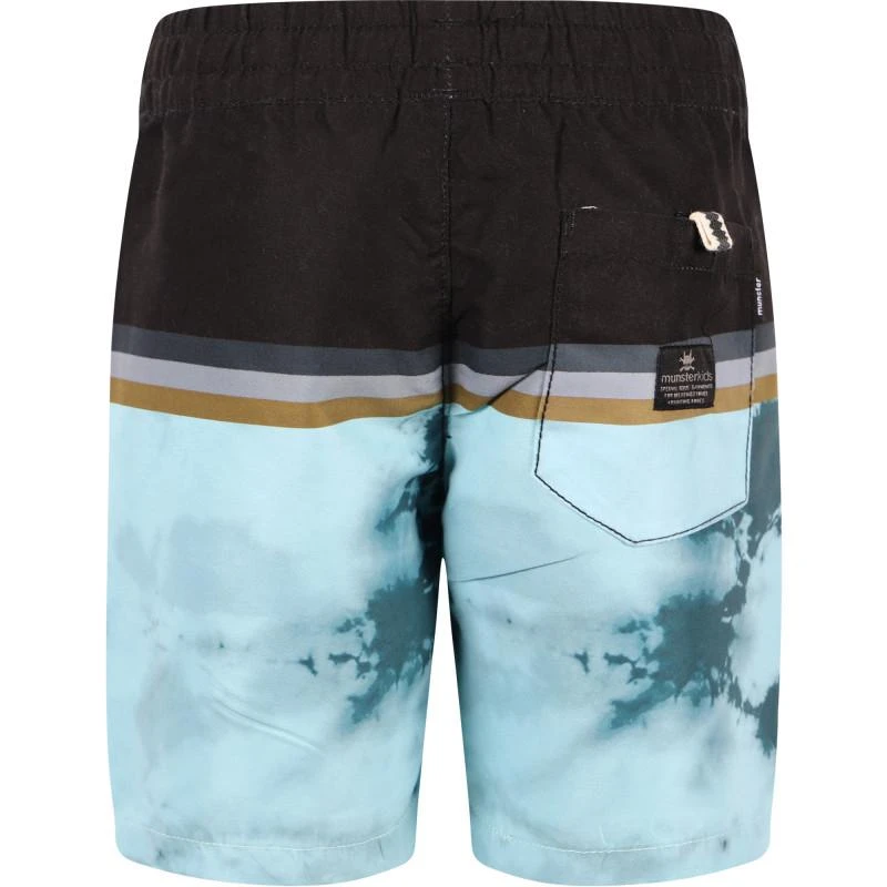 商品Munster|Tie dye print stripe swimming trunks in blue and black,价格¥484,第2张图片详细描述
