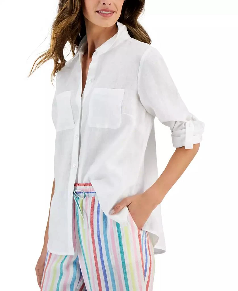 商品Charter Club|Women's 100% Linen Shirt, Created for Macy's,价格¥323,第3张图片详细描述