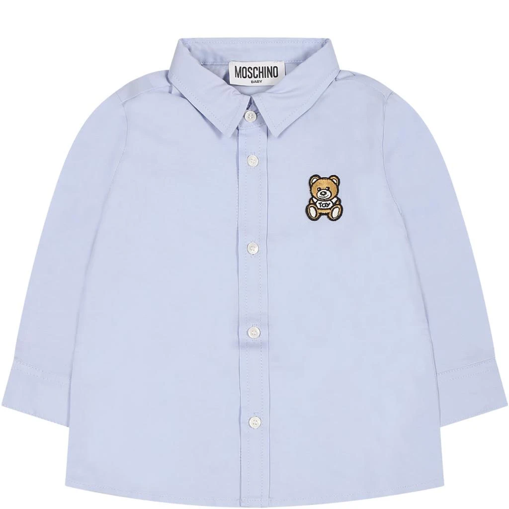 商品Moschino|Light Blue Shirt For Baby Boy With Teddy Bear,价格¥1115,第1张图片