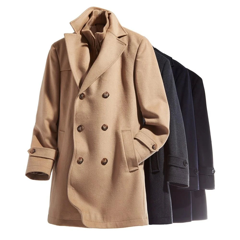 商品Ralph Lauren|Men's Classic-Fit Navy Solid Double-Breasted Overcoat with Attached Bib,价格¥577,第5张图片详细描述