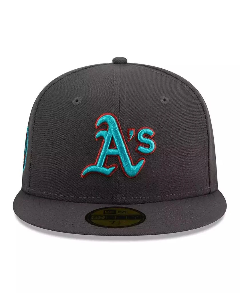 商品New Era|Men's Graphite Oakland Athletics Print Undervisor 59FIFTY Fitted Hat,价格¥355,第2张图片详细描述