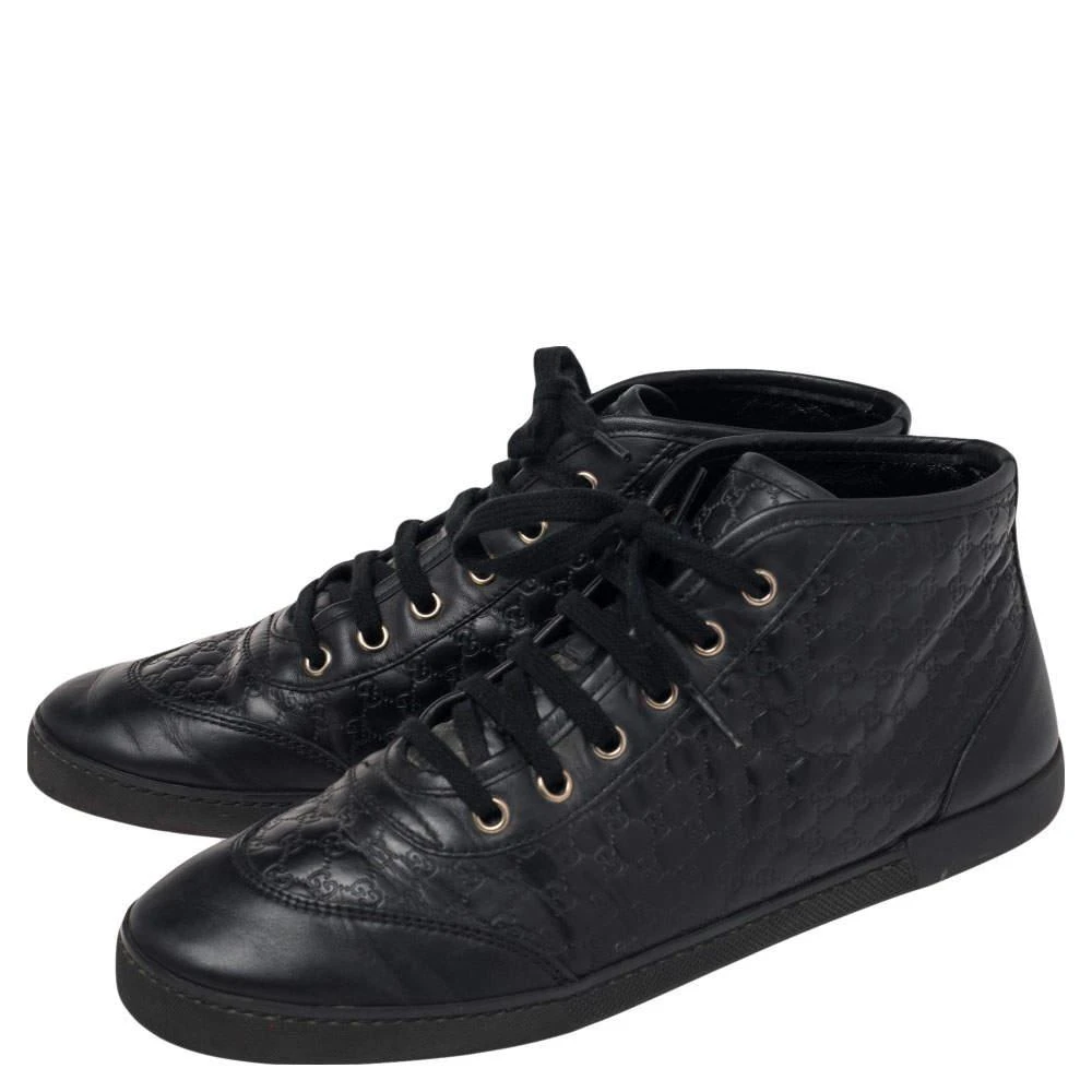 商品[二手商品] Gucci|Gucci Black  Microguccissima Leather High Top Sneakers Size 38.5,价格¥1823,第4张图片详细描述