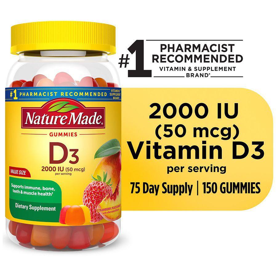 维生素 D3 2000 IU（50 mg）软糖草莓、桃子和芒果 口味商品第8张图片规格展示
