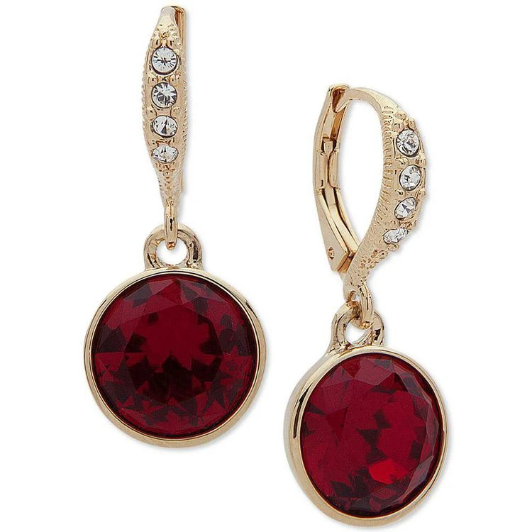 商品Givenchy|Gold-Tone Pavé & Red Stone Drop Earrings,价格¥285,第1张图片