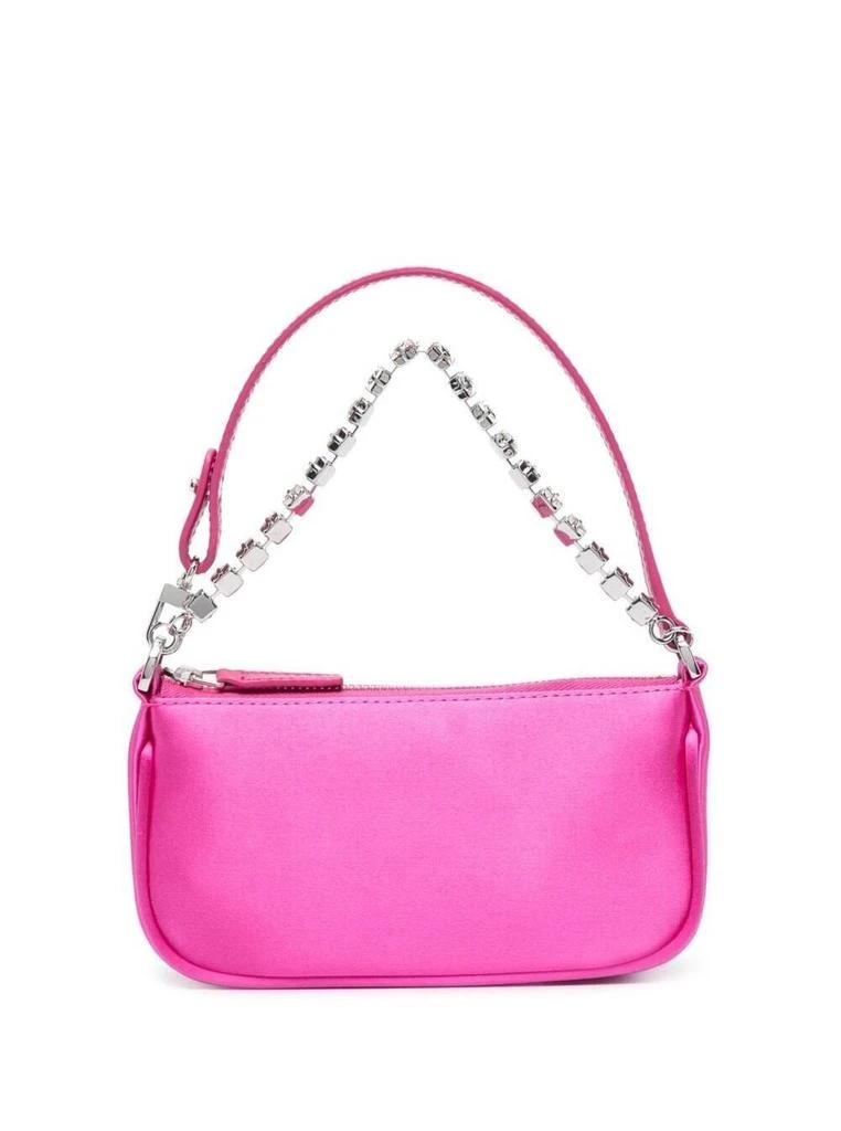 商品by FAR|BY FAR Fuchsia Pink Shoulder Bag With Crystal Embellished Chain In Silk Woman,价格¥2592,第1张图片