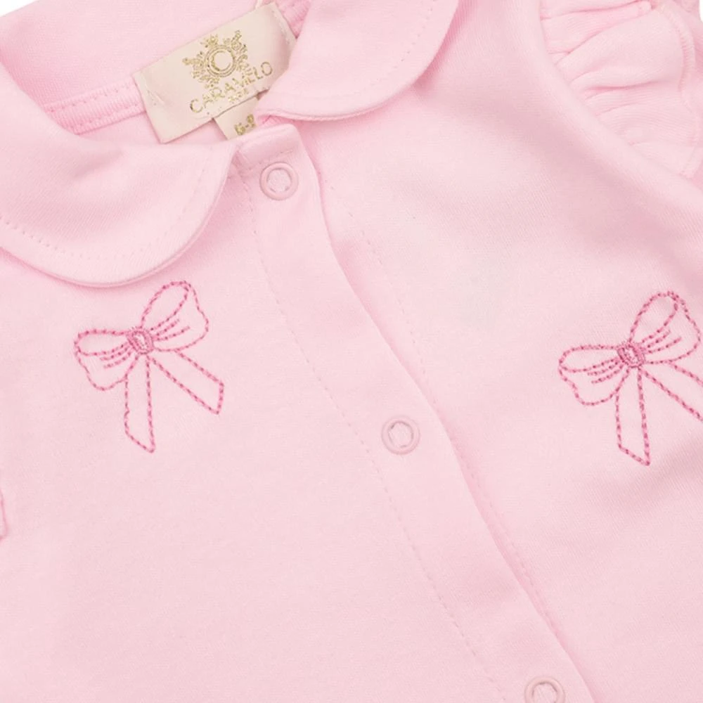 商品Caramelo Kids|Pink Bow Romper & Bib,价格¥172,第2张图片详细描述