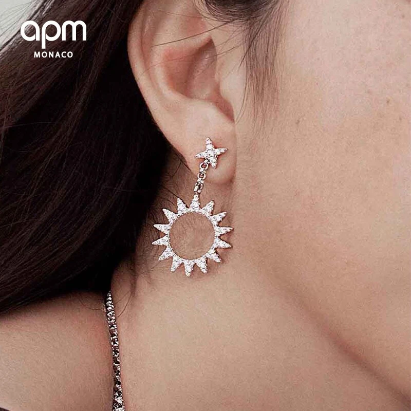 APM Monaco银色不对称太阳耳环巴洛克耳饰送女友礼物AE10161OX 商品