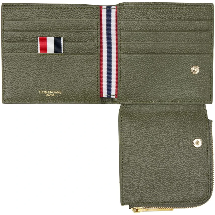 商品Thom Browne|Green Pebble Grain Coin Purse Bifold Wallet,价格¥3934,第3张图片详细描述