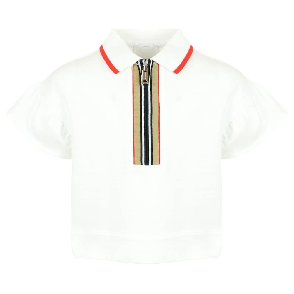 商品Burberry|White Ruffle Sleeve Mini Martina Polo Shirt,价格¥980,第1张图片