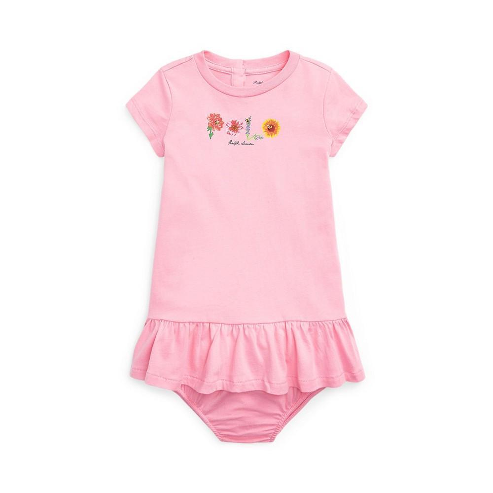 商品Ralph Lauren|Baby Girls Logo Jersey T-shirt Dress with Bloomer,价格¥275,第1张图片