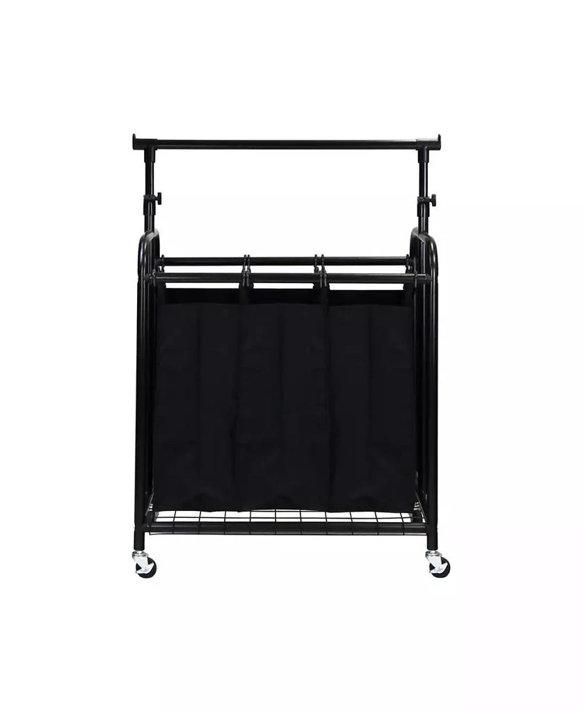 商品Oceanstar|3-Bag Rolling Laundry Sorter with Adjustable Hanging Bar,价格¥1070,第3张图片详细描述