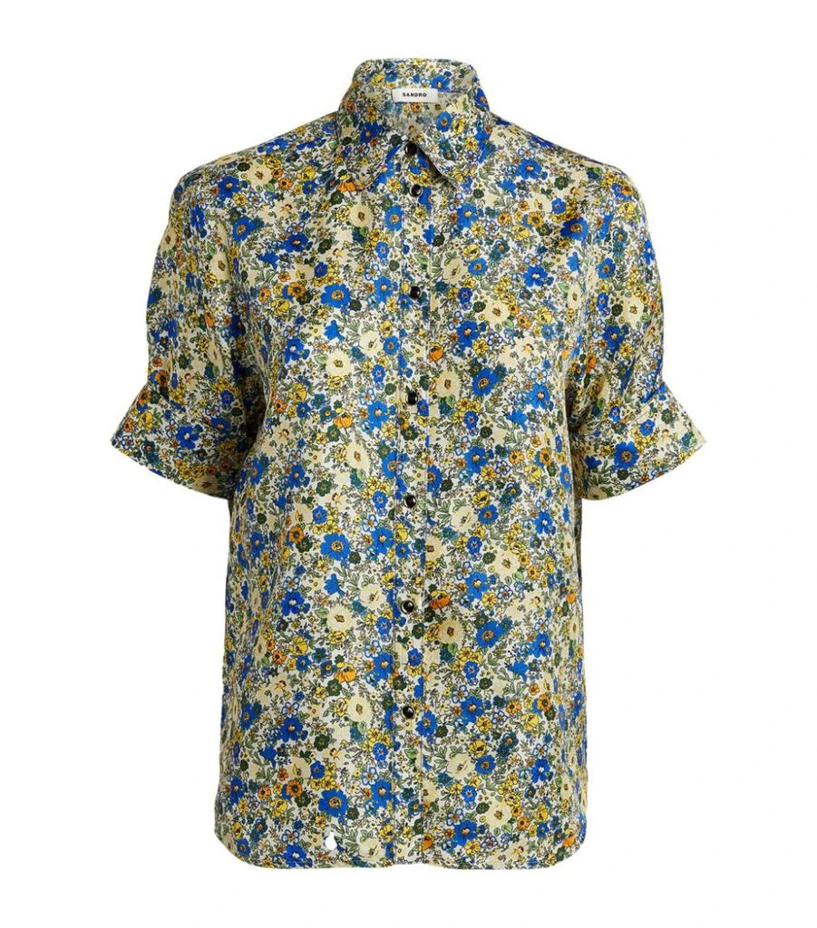 商品Sandro|Silk Short-Sleeved Shirt,价格¥2974,第1张图片