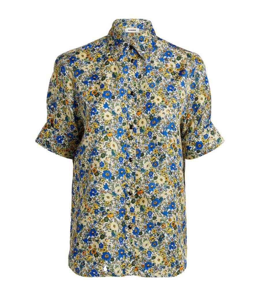 商品Sandro|Silk Short-Sleeved Shirt,价格¥2637,第1张图片