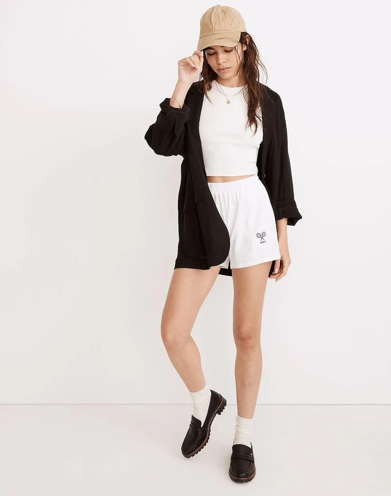 商品Madewell|MWL Embroidered Tennis Pull-On Seamed Shorts,价格¥197,第1张图片