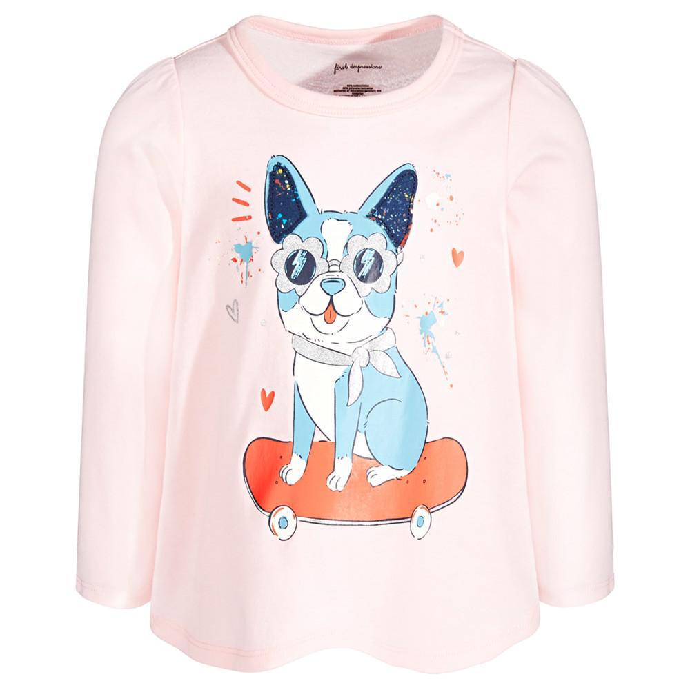 商品First Impressions|Baby Girls Skater Pup Long-Sleeve T-Shirt, Created for Macy's,价格¥28,第1张图片