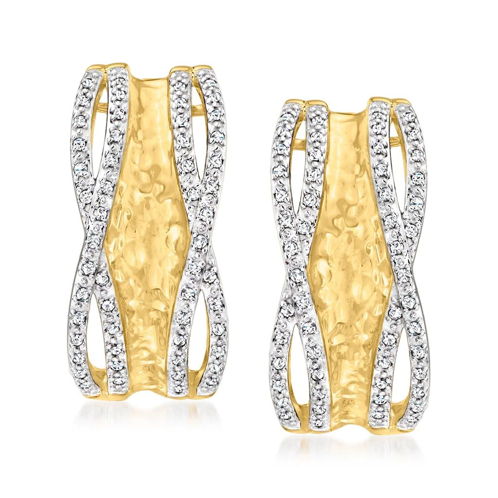 商品Ross-Simons|Ross-Simons Diamond Hammered Hoop Earrings in 18kt Gold Over Sterling,价格¥2951,第1张图片