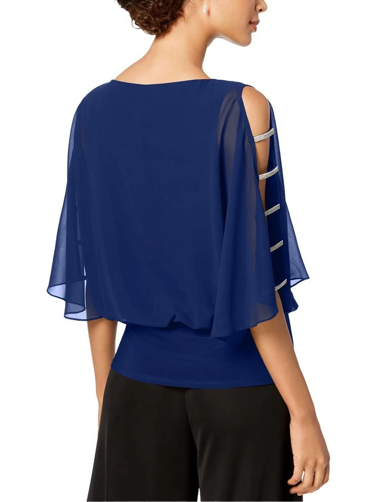 商品MSK|Petites Womens Chiffon Rhinestone Blouse,价格¥278,第1张图片